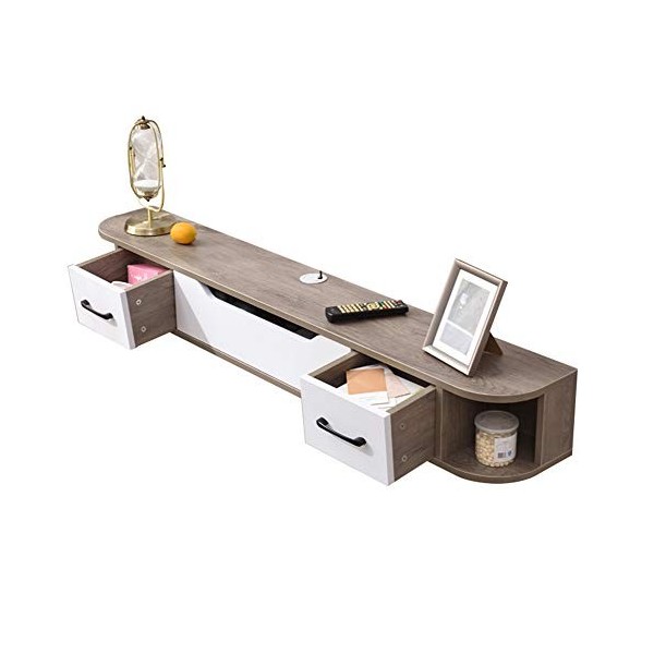 Meuble TV suspendu Meuble TV couloir du salon, console multimédia en bois massif salon fond mur cloison flottante/blanc / 180