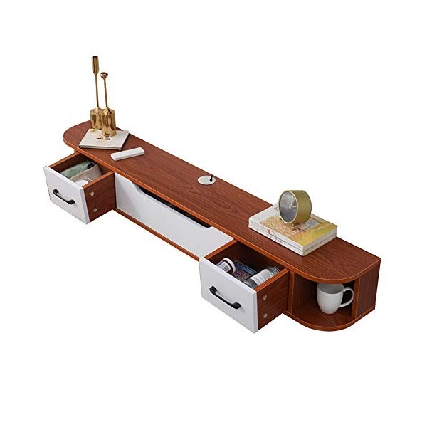 Meuble TV suspendu Meuble TV couloir du salon, console multimédia en bois massif salon fond mur cloison flottante/blanc / 180