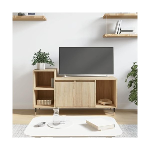 vidaXL Meuble TV, Armoire de Télévision avec 5 Compartiments, Meuble Télé avec Portes Salon Salle de Séjour, Moderne, Chêne S