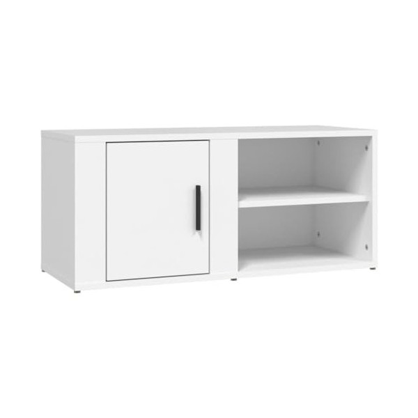 Maxspace TV Meuble, Meuble Tele, Meuble TV Chambre, Meuble TV IindustrielBlanc 80x31,5x36 cm Bois dingénierieConvient à la C