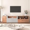 Buffet TV, meuble TV pour téléviseurs, table TV avec portes darmoire, lumières LED et plateau en verre, meuble TV pour meubl