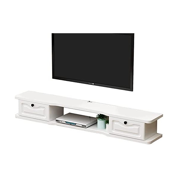 MABIBI Wall Mountedo Étagère vidéo avec 2 portes, support TV flottant, étagère TV, console multimédia murale, meuble TV 120/1