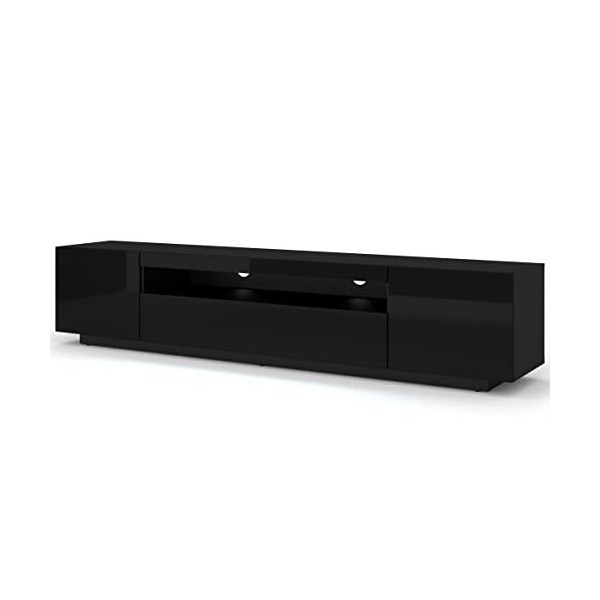 BIM Furniture Aura Meuble TV bas 200 cm à suspendre ou à poser debout - Universel - Meuble TV - Buffet Hi-Fi - À suspendre n