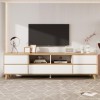 Meuble TV Blanc Moderne, Meuble TV Vintage 175 cm avec 5 Portes, Meuble TV pour Salon, Bureau, Compartiments et Portes de Sty