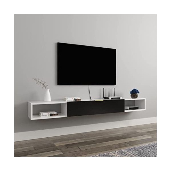 Meuble TV flottant pour centre de divertissement, meuble de rangement moderne en bois pour console multimédia, étagère TV mur