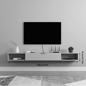 Meuble TV flottant pour centre de divertissement, meuble de rangement moderne en bois pour console multimédia, étagère TV mur