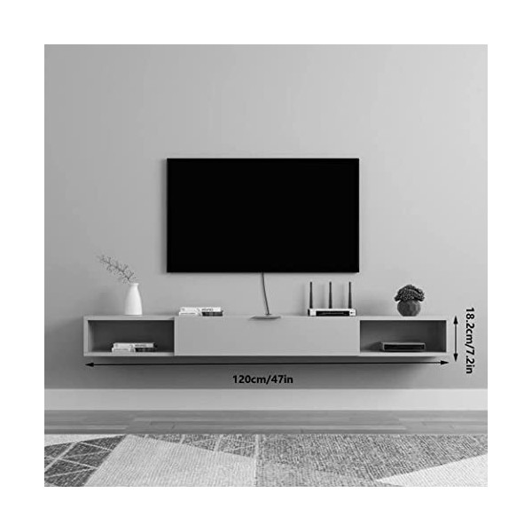 Meuble TV flottant pour centre de divertissement, meuble de rangement moderne en bois pour console multimédia, étagère TV mur
