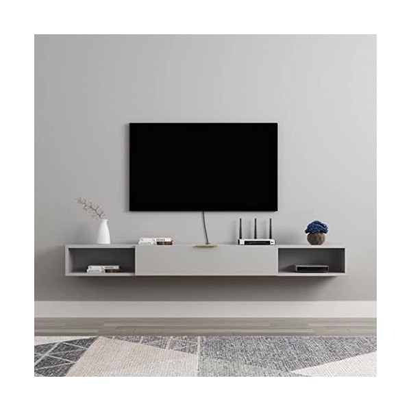 Meuble TV flottant pour centre de divertissement, meuble de rangement moderne en bois pour console multimédia, étagère TV mur