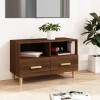 Annlera Meuble TV Chêne Marron 80x36x50 cm Bois dingénierie Classique Banc TV Décorer Pièce Minimaliste Armoire TV Fonction 