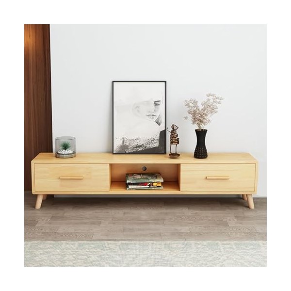WOLWES Meuble Télé avec Rangement Meuble TV Bois Vintage Meuble Tele Meuble Television Salon pour Téléviseurs Jusquà 65 Pouc