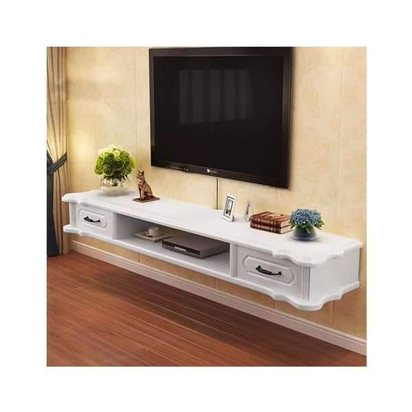 KiLoom Meuble TV Flottant de 55, Console Multimédia TV pour Centre de Divertissement Mural, Grand Banc TV de Rangement pour