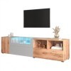 RCBDBSM Buffet Bas en Bois 190 cm, Meuble TV avec éclairage LED, Table TV, étagère TV, Meuble Bas avec Compartiments Ouverts,