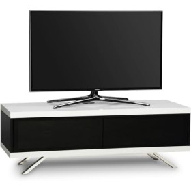 MDA Designs Tucana&nbsp;1200 Meuble TV doté de la technologie Beamthru Idéal pour des télévisions 66&nbsp;-&nbsp;140&nbsp;cm Noir/blanc brillant