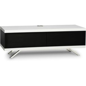 MDA Designs Tucana&nbsp;1200 Meuble TV doté de la technologie Beamthru Idéal pour des télévisions 66&nbsp;-&nbsp;140&nbsp;cm Noir/blanc brillant
