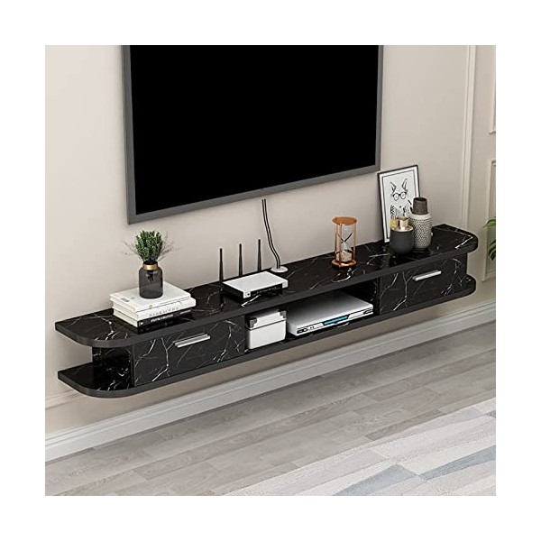 Warooma Étagère TV Murale Support TV Flottant Centre De Divertissement, pour Unité De Stockage Boîtier De Câble De Console Au