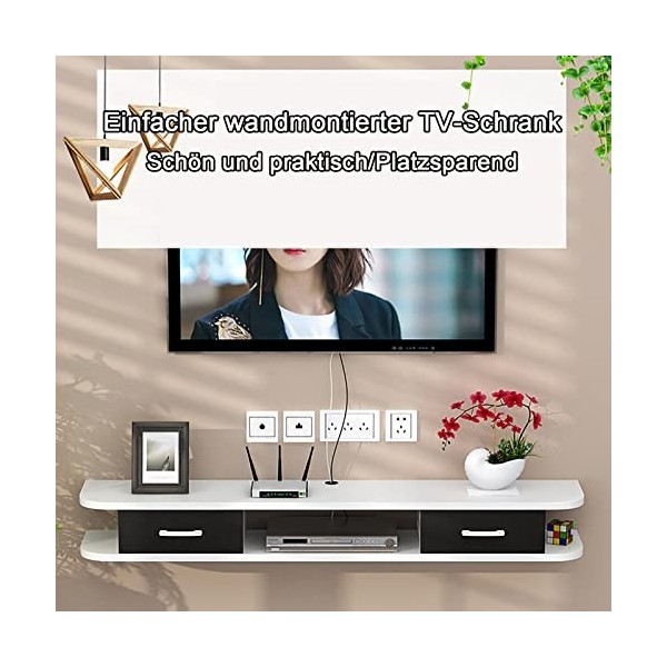 Warooma Étagère TV Murale Support TV Flottant Centre De Divertissement, pour Unité De Stockage Boîtier De Câble De Console Au