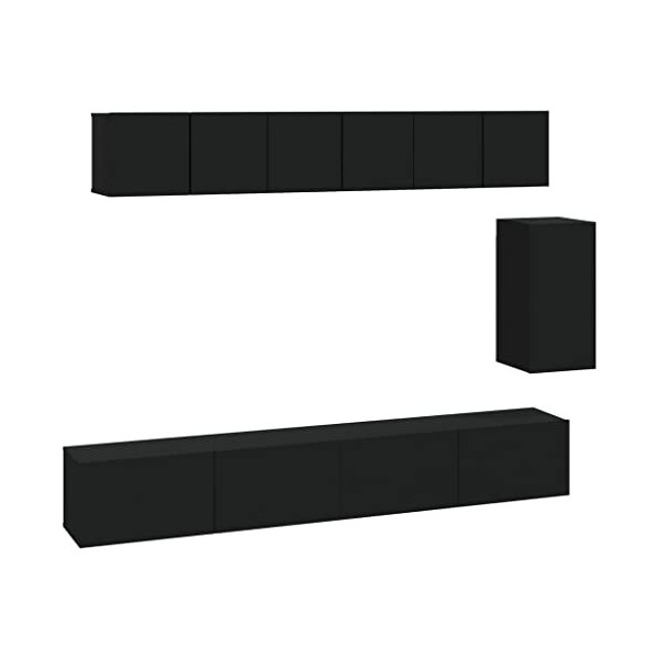 BaraSh Ensemble de Meubles TV 6 pcs Noir Bois dingénierie,Meuble TV,Table Basse Salon Meuble TV,Table Basse LED Couleurs