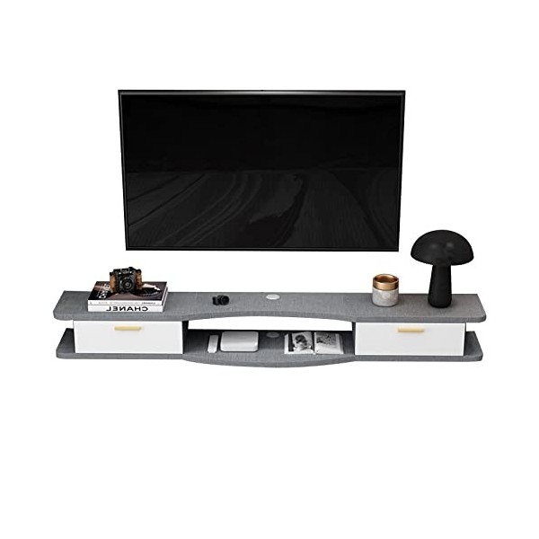 EsEntL Meuble TV Mural Console Multimédia Murale, Meuble TV Flottant, Étagère de Rangement Multimédia pour Salon Chambre, 100