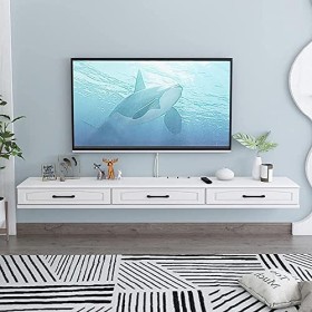 MABIBI Meuble TV flottant, étagère TV murale avec 3 tiroirs pour salon, bureau, chambre à coucher, support mural, unité de di