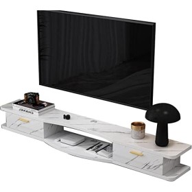 EsEntL Meuble TV Mural, Meuble TV Flottant, Console Multimédia Murale, Étagère de Rangement Multimédia pour Salon Chambre, 10