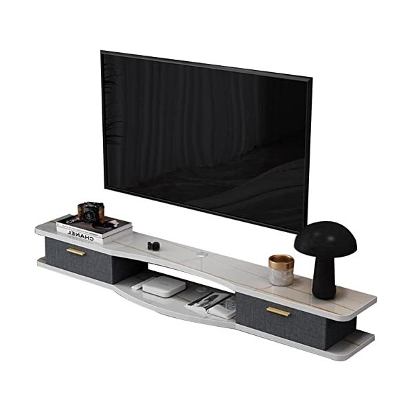 EsEntL Meuble TV Mural, Meuble TV Flottant, Console Multimédia Murale, Étagère de Rangement Multimédia pour Salon Chambre, 10