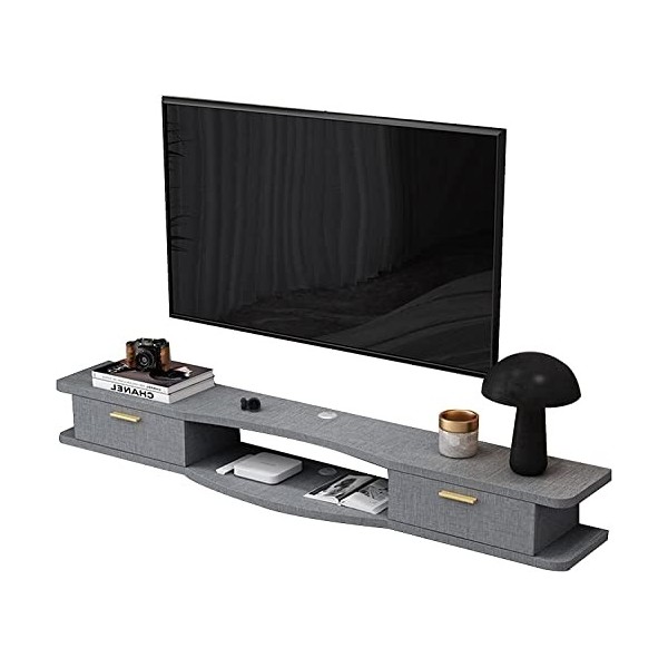 EsEntL Meuble TV Mural, Meuble TV Flottant, Console Multimédia Murale, Étagère de Rangement Multimédia pour Salon Chambre, 10