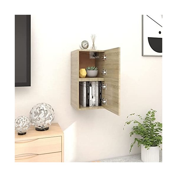 Meuble TV,Étagère TV Flottante, Support de Télévision Flottant Fixé au Mur Centre de Console Multimédia de Divertissement Gra