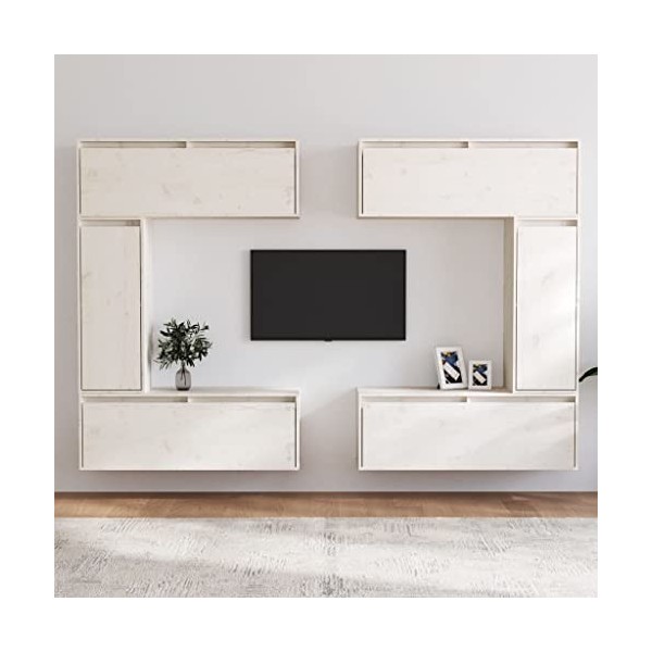 Générique Meubles TV 6 pcs Blanc Bois Massif de pin,54.05 KG,3100200, Meubles, Meubles TV