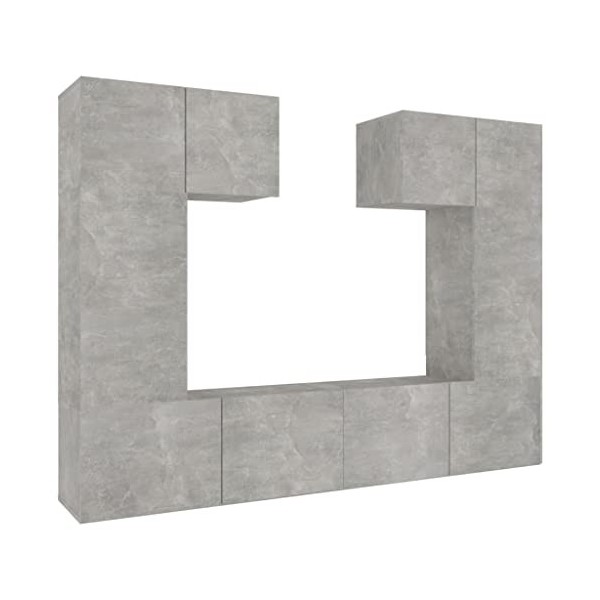 CIADAZ Ensemble de Meubles TV 6 pcs Gris béton Bois dingénierie,Meuble TV,Table Basse Couleurs,Table Basse Salon Meuble TV