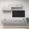 LAPOOH Ensemble de Meuble TV 6 pcs Gris béton Aggloméré,Meuble TV Longueur,Meuble Bas Salon,Meubles De Salon TV