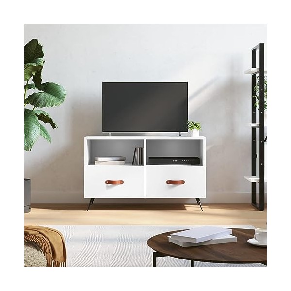 vidaXL Meuble TV Blanc 80x36x50 cm Bois dingénierie