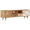 Camerina Meuble TV 140x30x40 cm Bois de manguier Massif,Meuble TV,Table Basse Salon Meuble TV,Table Basse LED Couleurs