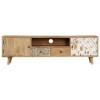 Camerina Meuble TV 140x30x40 cm Bois de manguier Massif,Meuble TV,Table Basse Salon Meuble TV,Table Basse LED Couleurs