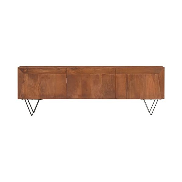 Ausla Meuble TV, 140 cm de Large Espace de Rangement Meuble en Bois de Manguier Finition Marron pour Famille pour Salon