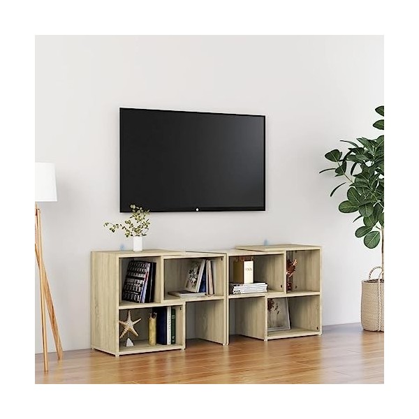 VEEKI Meuble TV, Meuble TV Suspendu, Meuble TV Blanc, Meuble TV Industriel, Meubles de Salon, Salon, Chambre, Cadre en Acier,