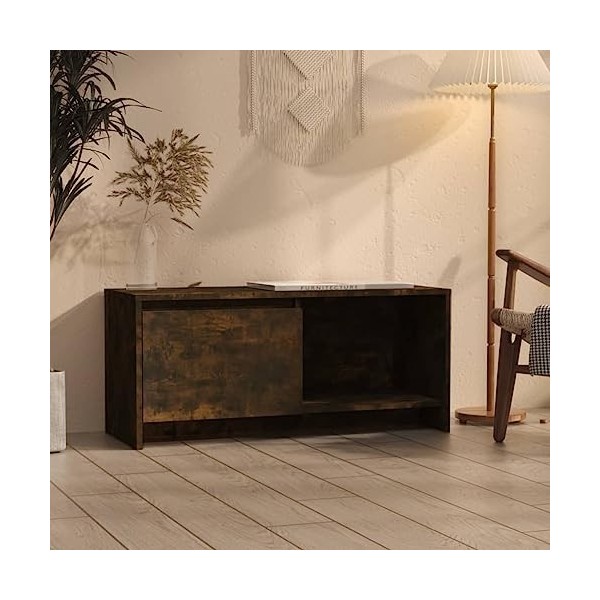 VEEKI Meuble TV, Meuble TV Suspendu, Meuble TV Blanc, Meuble TV Industriel, Meubles de Salon, Salon, Chambre, Cadre en Acier,