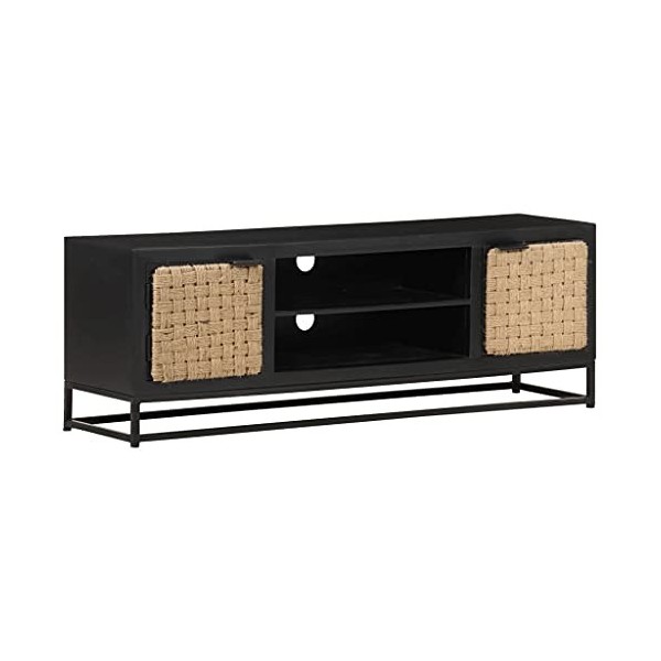 Meuble TV avec 2 Portes | Style Classique | Rangement matériel télé Audio Video Gaming | 120x30x40cm Noir