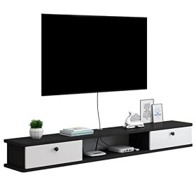 Meuble TV Flottant Étagère TV Murale Meuble TV Flottant Centre de Divertissement Routeur Étagères DVD, Étagère de Meuble TV F