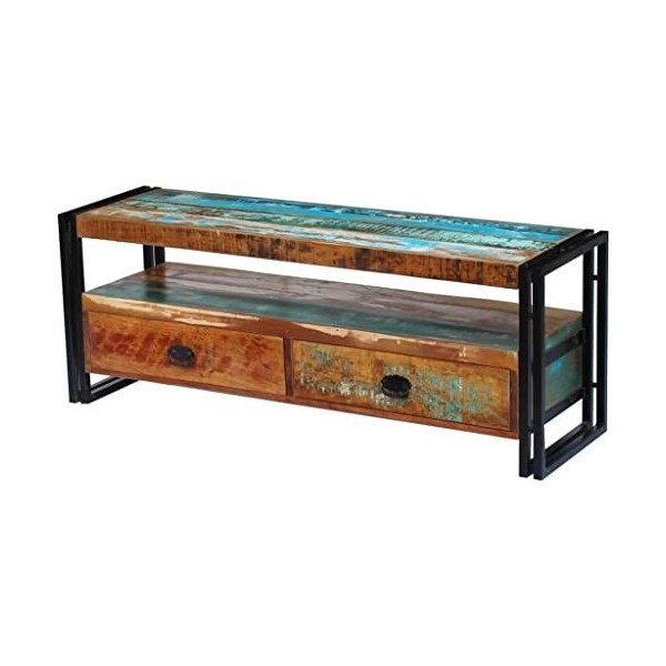 Higsose Meuble TV Salon 120x35x45 cm Bois de Récupération Unité TV Polyvalent Meuble pour Chaîne Hi-FI Rangement Spacieux Tab