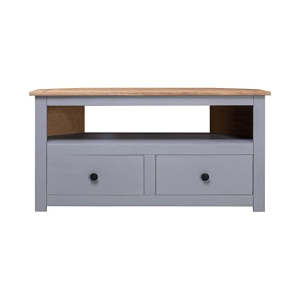LEDSIX Meuble TV dangle gris 93 x 49 x 49 cm en pin massif gamme Panama centres de divertissement et supports TV