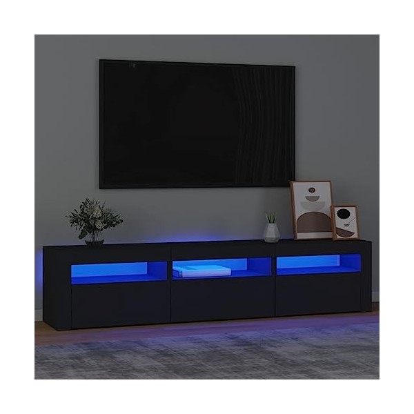 Higsose Meuble TV Salon avec Lumières LED Colorées Sonoma Gris 210x35x40 cm Bois dingénierie Style Tendance Meuble Média Des
