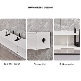 Table TV Meuble TV Mural Étagère TV Flottante, Meuble TV Flottant Couleur Bois Blanc Meuble de Rangement Meuble TV pour Salon