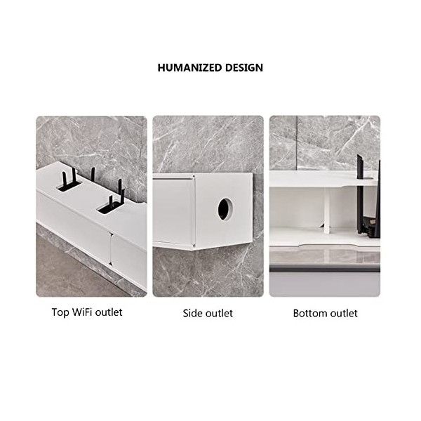 Table TV Meuble TV Mural Étagère TV Flottante, Meuble TV Flottant Couleur Bois Blanc Meuble de Rangement Meuble TV pour Salon