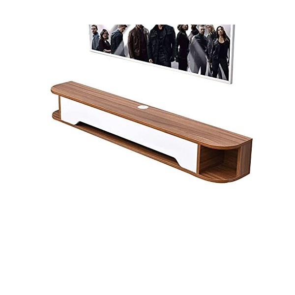 EsEntL Console multimédia Murale de 51,1 Pouces avec Porte, Meuble TV Flottant pour Centre de Divertissement, Support de déco