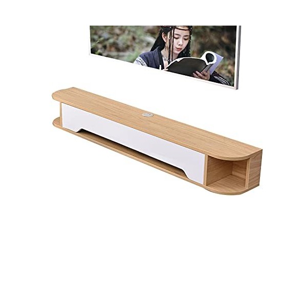 EsEntL Console multimédia Murale de 51,1 Pouces avec Porte, Meuble TV Flottant pour Centre de Divertissement, Support de déco
