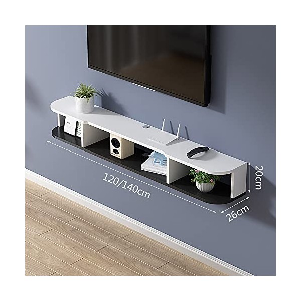 Meuble TV Meuble TV Flottant Meuble TV Montage Mural, Console Multimédia Murale avec 3 Rangements Ouverts, Unité de Divertiss