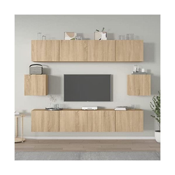 VEEKI Meuble TV, Meuble TV Suspendu, Meuble TV Industriel, Meuble TV Bois, Meuble Chambre, Convient pour Salon ou Chambre, En