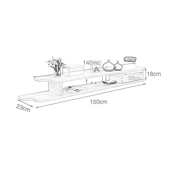 GEREP Meuble TV Flottant Meuble TV Mural Convient Pour le Salon, le Bureau, le Divertissement, 5 Couleurs Disponibles/C / 150