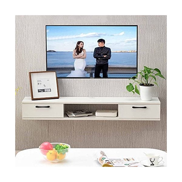 StrOux Meuble TV Flottant Meuble TV Flottant, Console TV Suspendue étagère TV Murale, unité Murale Flottante de Divertissemen