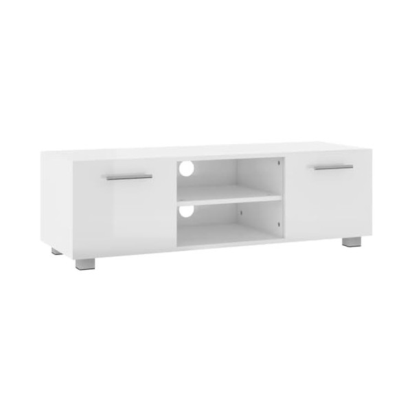 KEAAN Home Hardware Businese Meuble TV en bois Blanc brillant 110 x 40 x 35 cm